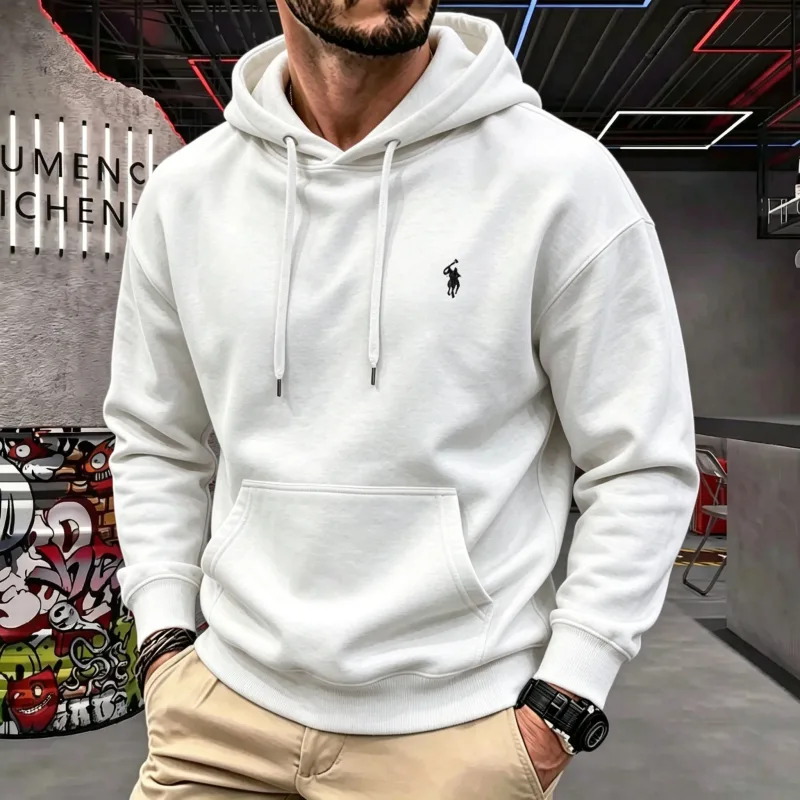 Atasan Golf Bordir Kuda Modis Mewah Musim Gugur-musim Dingin 2026 Lengan Panjang Bertudung Pria Kelas Atas Pakaian Pria Hoodie Kasual — image 2