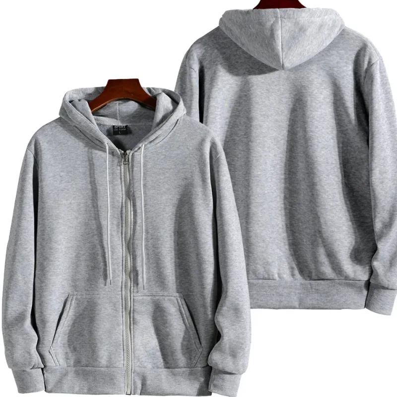 Zipper Hoodies Autumn Winter Men's Long Sleeve Hooded Sweatshirt Fashion Casual Male Outfit Sportwear Loose Villus Lining Clothe — image 2