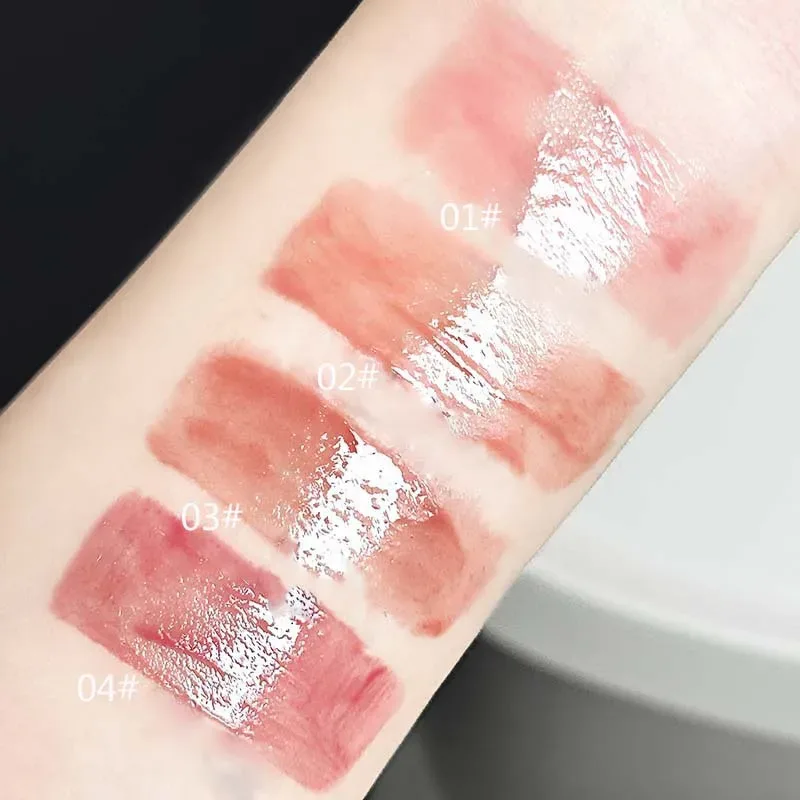 Cute Cat Water Mirror Lip Gloss Lasting Moisturizing Rose Apricot Pink Tint Lip Glaze Nude Lipstick Korean Makeup Girl