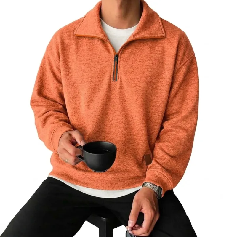 Men's Long Sleeve Half Zipper Sweatshirts Solid Pullover Luxury Zip Up Hoodies Casual Mens Coats Gym Man Quarter Zip Poleron