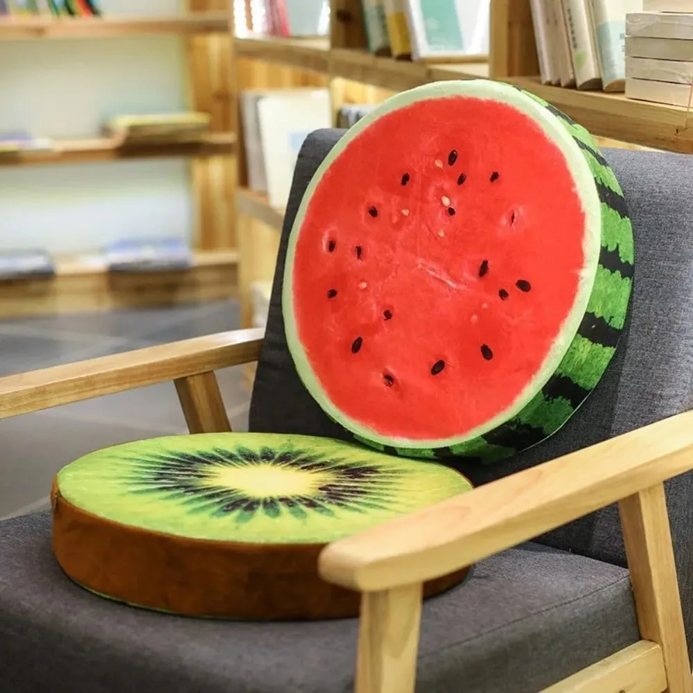 Creative Round Fruit Pillow Fruit Slice Print Simulation Throw Pillow Stuffed Inner Plush Fabric Plush Pillow Office Rest