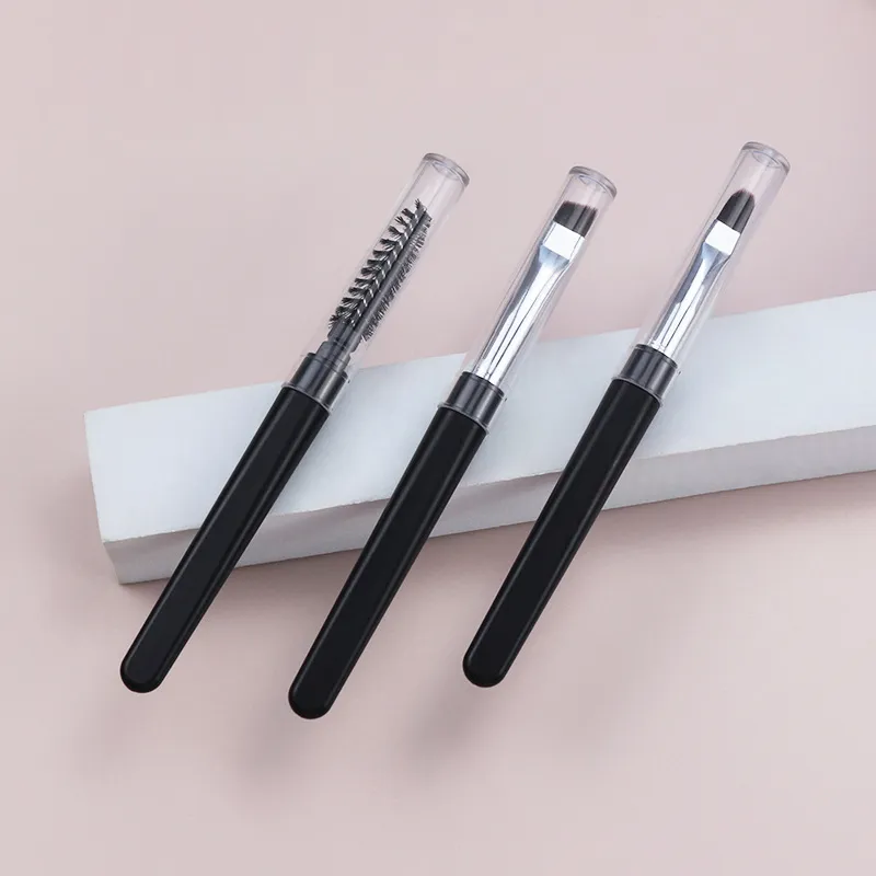 ★▲1PC Portable Eyeshadow Makeup Brushes Travel Size Makeup Brushes Eyebrow Silicone Glit Essential Cosmetic Tools With Lid