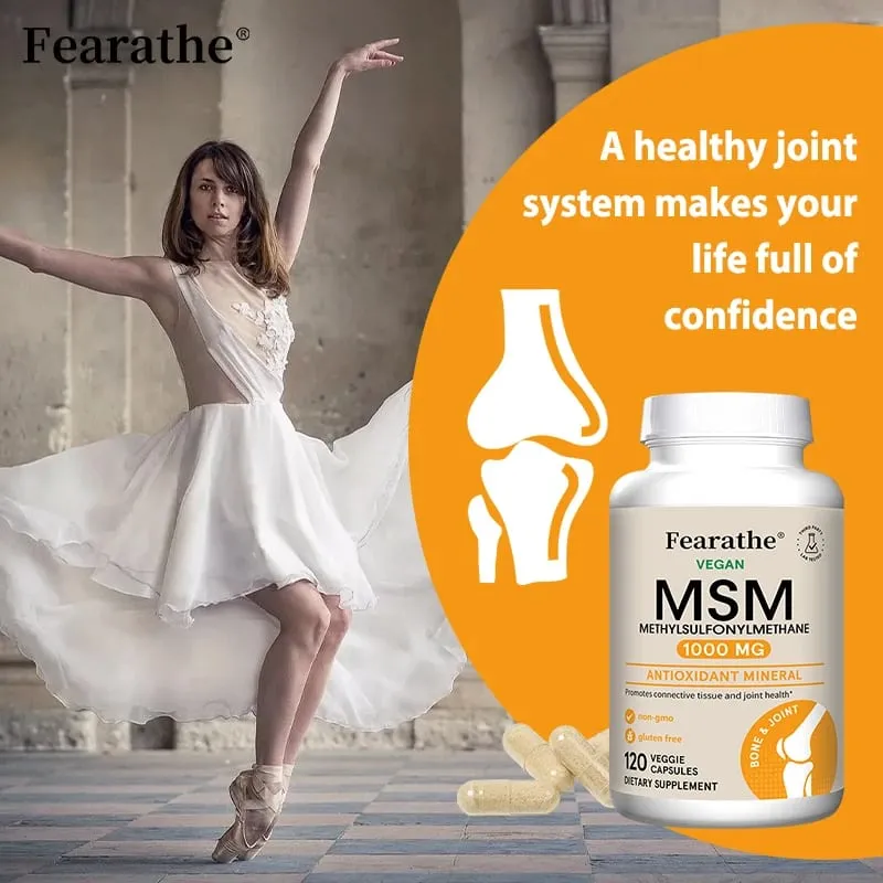 MSM 1000 Mg - 120 Veggie Capsules - Methylsulfonylmethane - Dietary Supplement Antioxidant Supports & Strengthens Joints