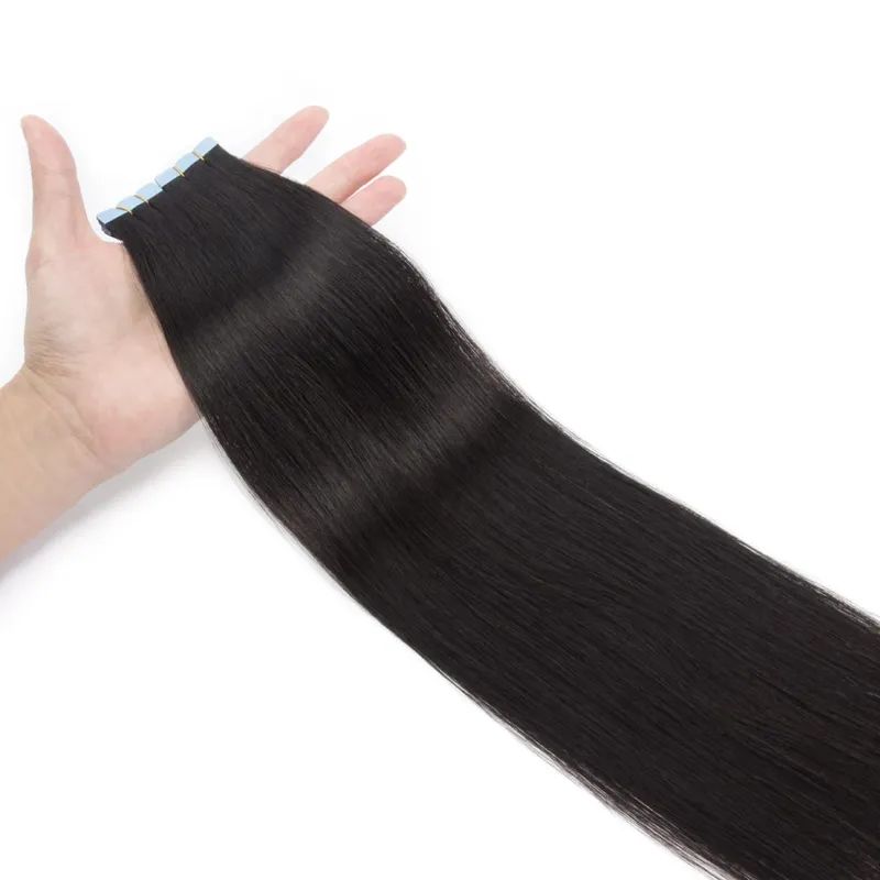 Mini Tape In Human Hair Extensions Skin Weft Machine Remy Natural Tape In Extensions 10pcs For Side Hair Tape On 12-24 Inch