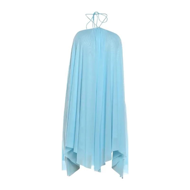 Weird Puss Halter Loose Dress Women Y2K Summer Sleeveless Backless Tiered Lrregular Hem Beach Vacation Sexy Trend Party Bodycon
