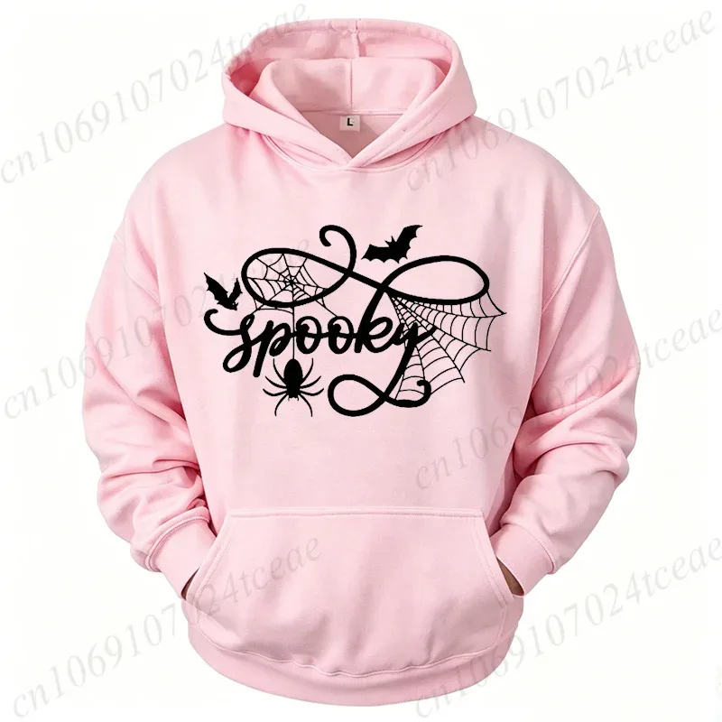 Halloween Shirt Spooky Season Spider Web Graphic Top Autumn Winter Hoodies Sweatshirts Long Sleeve Tracksuits Fleece Hoody Gift