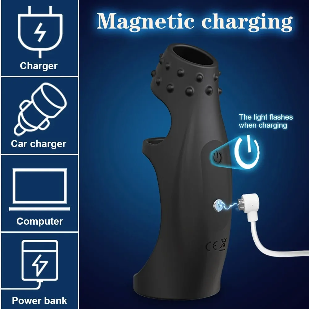 Vibrating Penis Sleeve Cock Ring Penis Extender for G Spot Clitoris Vibrator Stimulation Adult Sex Toy for Men Delay Ejaculation