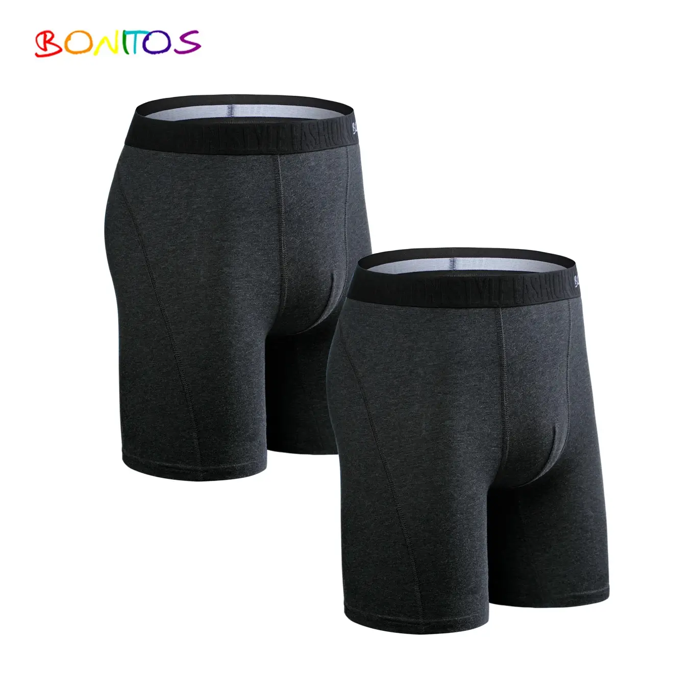 2pcs Pack Long Leg Boxer Shorts Hommes Culottes Kit Homme Slip Boxershorts Slip Sous-Vêtements pour Homme Coton Mâle Sexy Set Box Gym