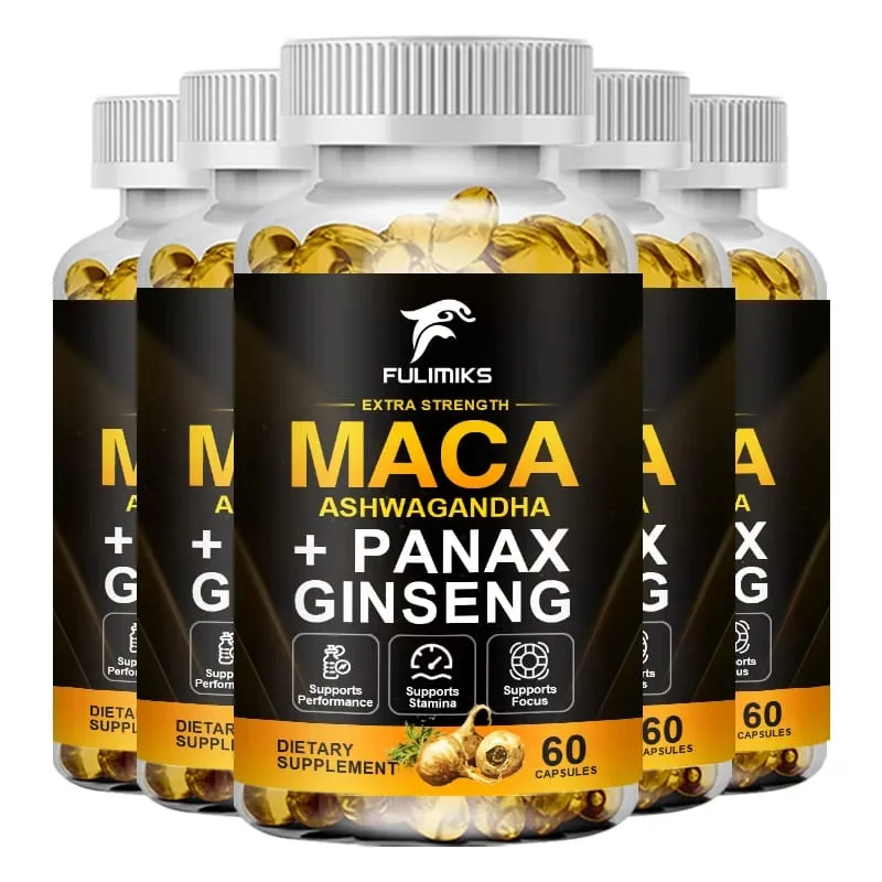 Triple Maca Blend with Ginseng & Ashwagandha Supplement Supports Reproductive Health Hormonal Balance Muscle & Stress Relief