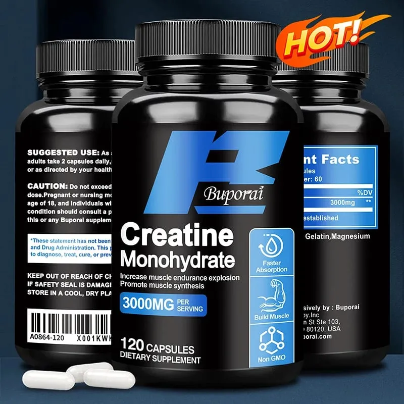 Creatine Monohydrate - Supports Muscle Energy and Cognitive Function Increases Lean Muscle Mass - Gluten Free