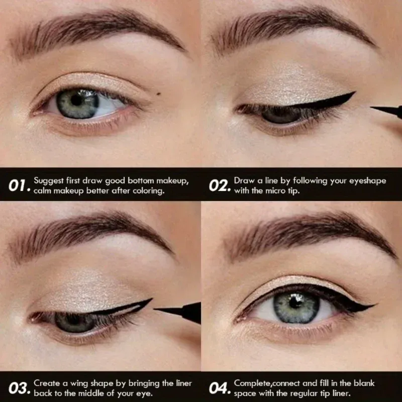 3Pcs Smooth Eyeliner Pen - Smudge-Proof Eye Pen Quick-Dry For All Occasions Black And Dark Brown Eye Makeup