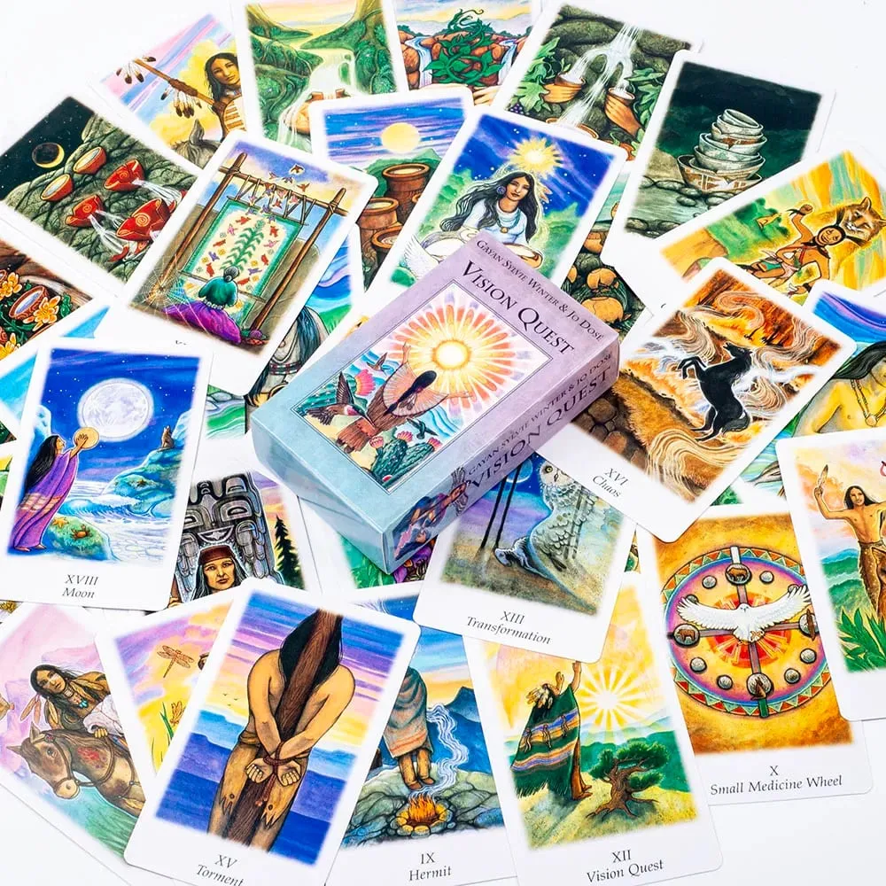 Hot Sales Vision Quest Ταρώ Τράπουλα 78 φύλλων 10,3*6cm Fate Divination Κάρτες Ταρώ FortuneTelling Παιχνίδια καρτών Party Επιτραπέζιο παιχνίδι