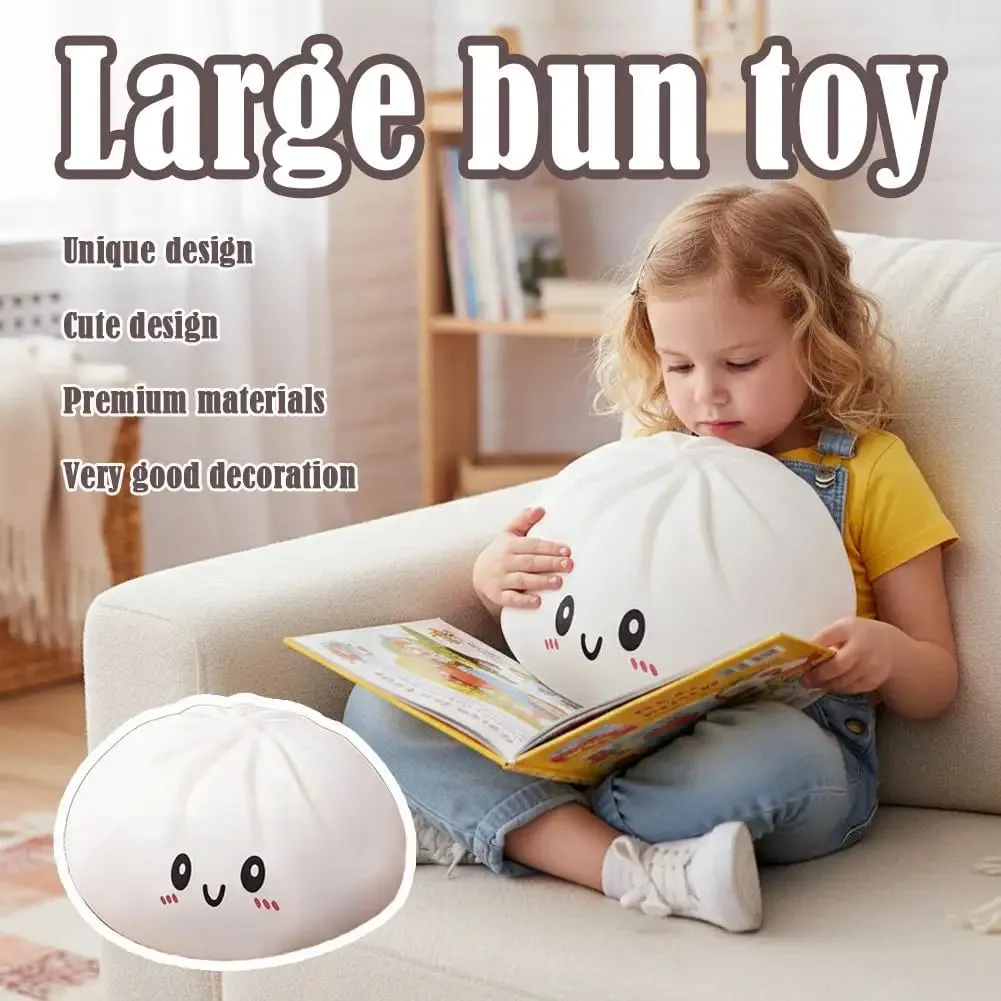 Soft Bouncy Large Dumpling Hug Pillow Stress Relief Food Plush Toy Full Fluffy Filling for Comfort Cute Steamed Bun Shape