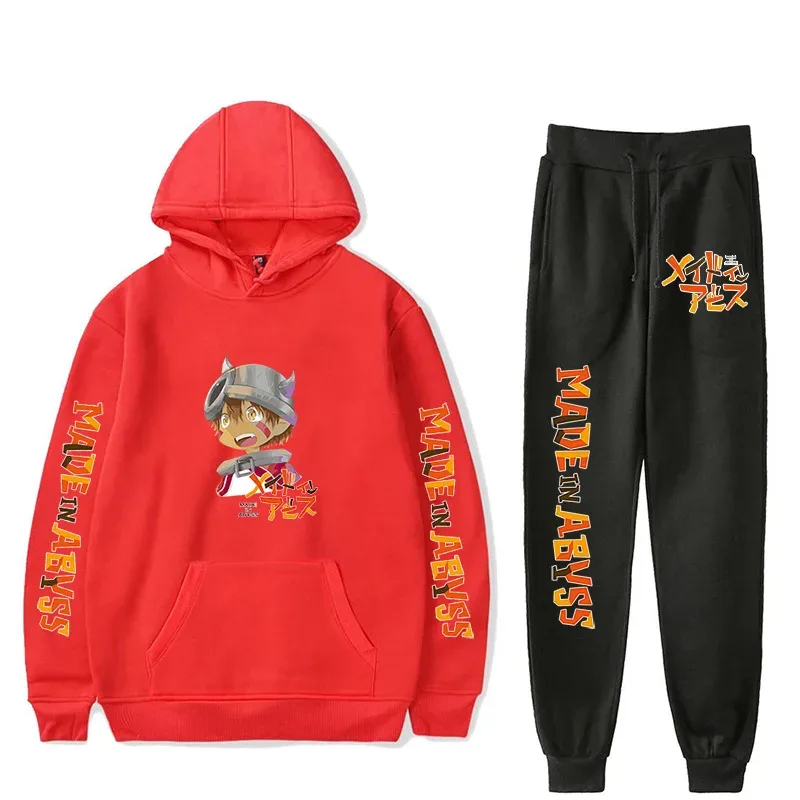Harajuku Comfortable Made in abyss Print Sweatshirt Sweatpants Suit Men/Women Hoodies+ Trousers Suit Cute 2 Piece Set Clothes — image 20