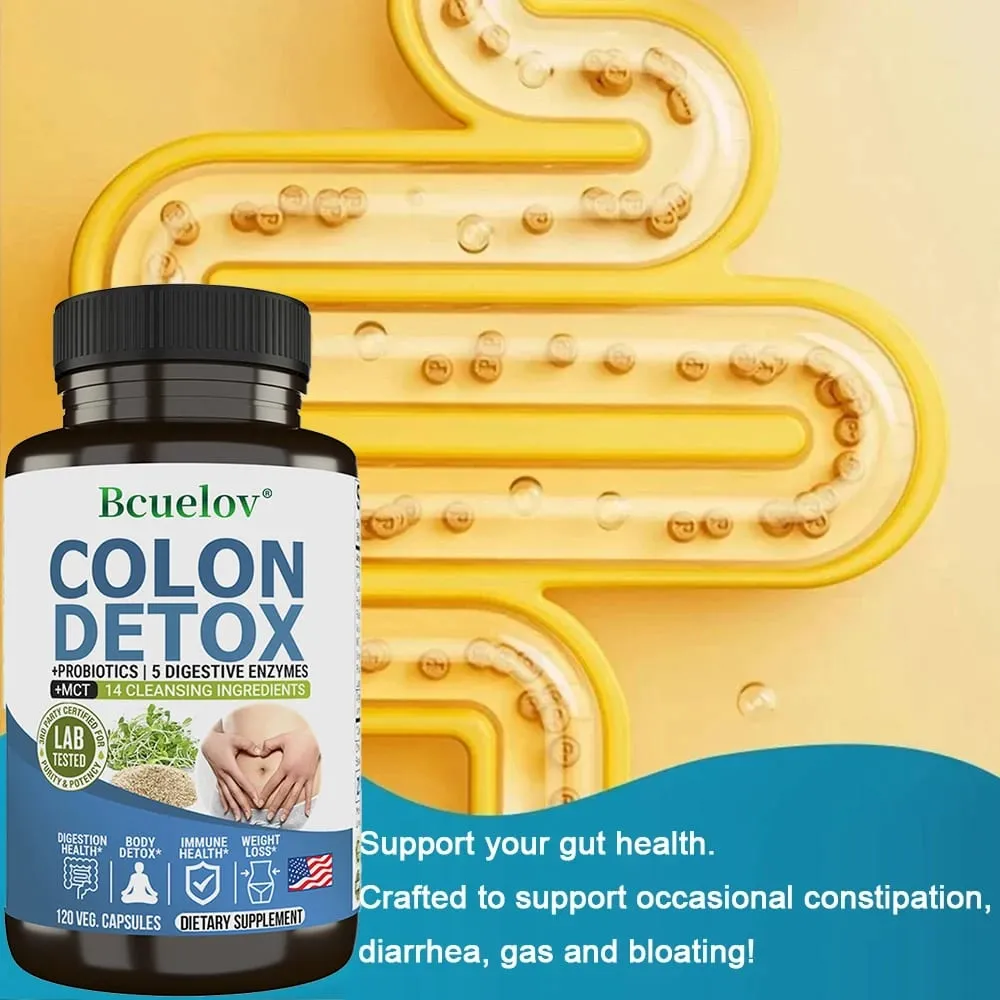 Colon Cleanser Detox Supplement - Bowel Cleansing & Probiotics - Natural Digestion Constipation & Bowel Relief Bowel Health