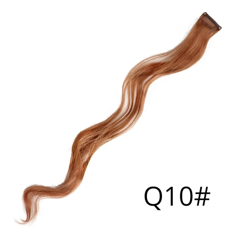 Leeons Clip In One Pieces Hair Extensions Straight Ombre Purple Blue Pink Extension Hair Women Synthetic False Fake Hair