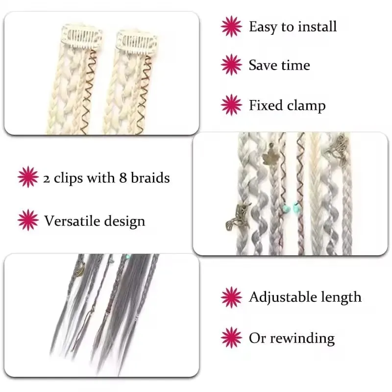LM Bohemian Style Fried Dough Twists Braid Hairpiece Female Wig Braid BB Clip Style Boxing Braid for Women Festival Rave Styling