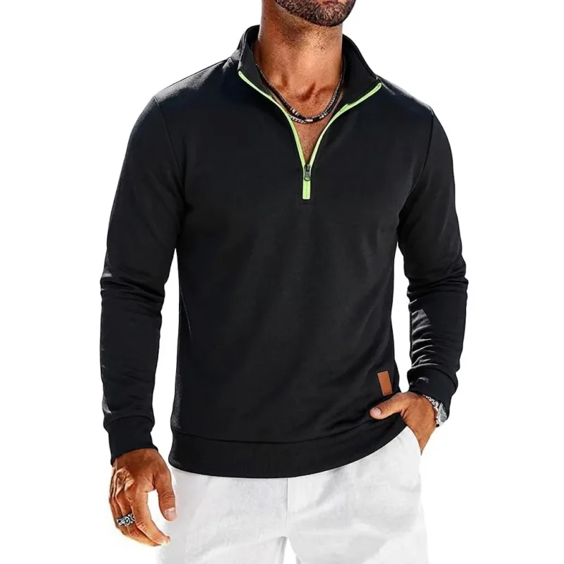 Long Sleeve Quarter Zip Men's Sweatshirt Solid Pullover Man Zip Up Hoodies for Man Casual Mens Coats Male Sweatshirt Poleron Men