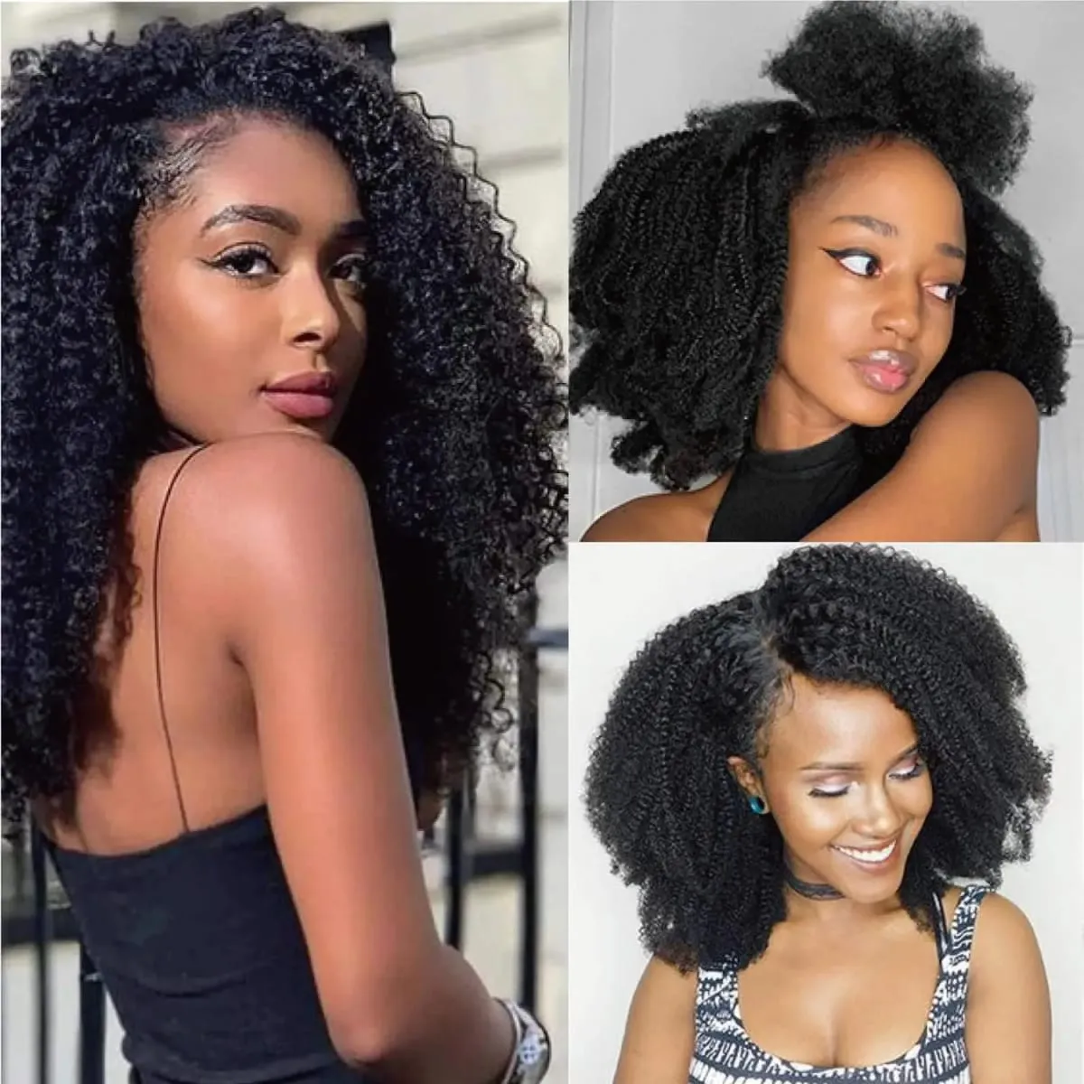 Real Remy Afro Coily Clip In Human Hair Extensions Unprocessed 4B 4C Afro Kinky Curly Clip Ins For African Americans Black Women