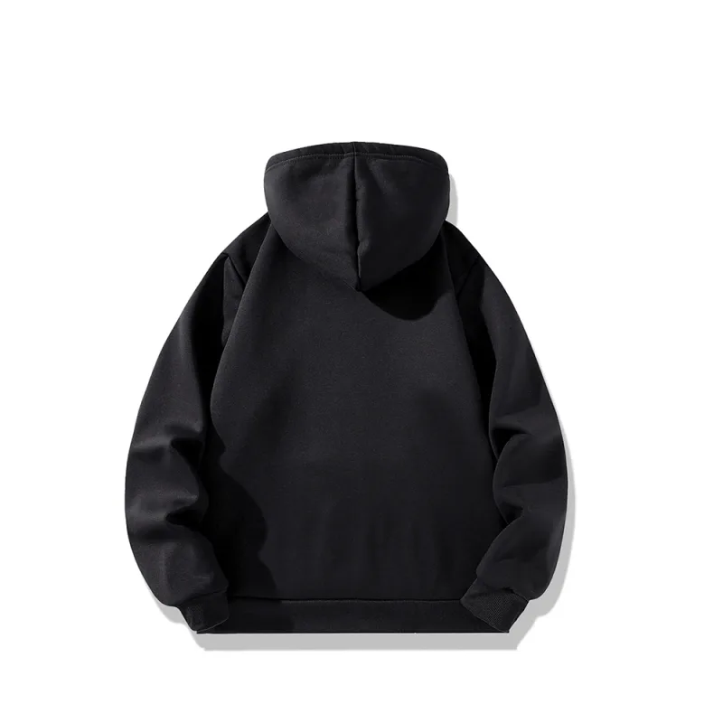 Winter Lambswool Hoodies Thicken Warm Windproof Sweatshirts Print Hooded Pullover Loose Men Women Winter Hoodies Black