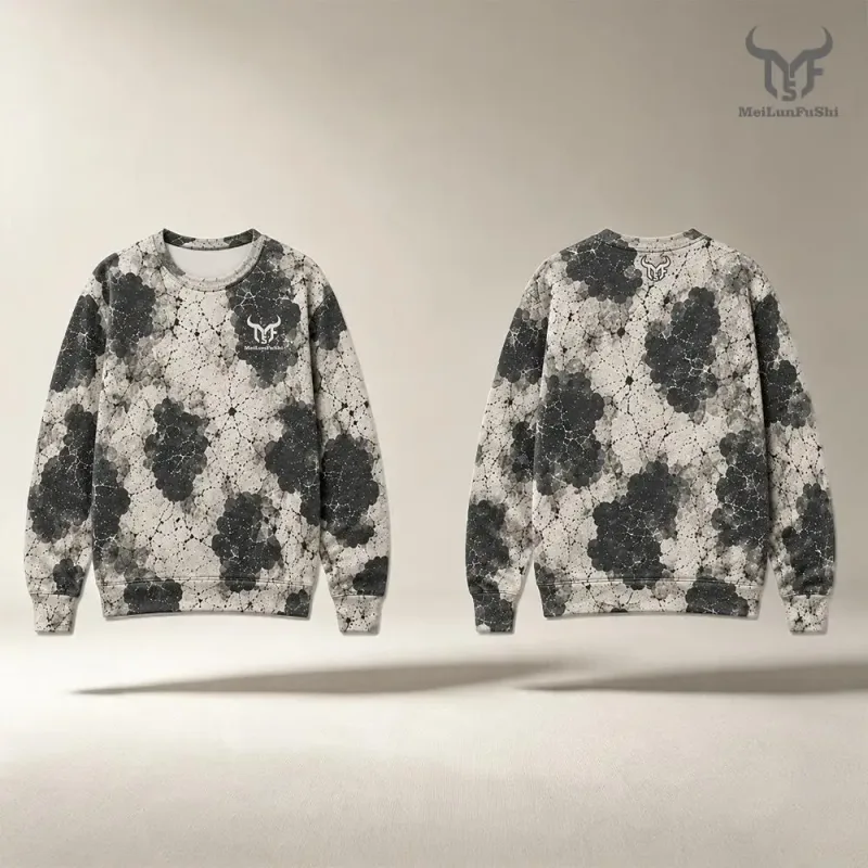 Western-inspired Fossil-print Cow Pattern Sweatshirt Men Vintage All Over Print Pullover Streetwear Unisex Casual Long-sleeved — image 9