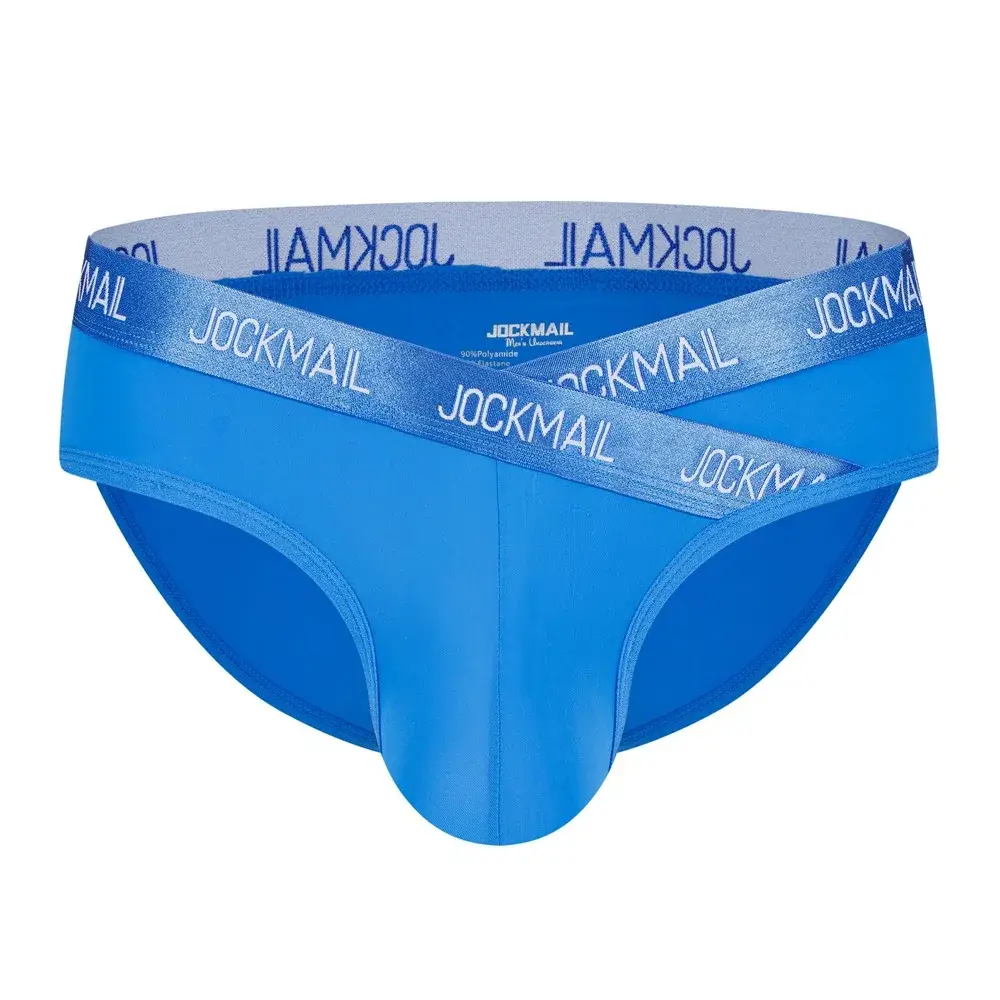 Jockmail Herren-Unterwäsche, niedrige Taille, sexy Brief, Sport, atmungsaktiv, Sommer-Eis-Seiden-Slip, große Tasche, Nylon, einfarbig, Mann-Höschen