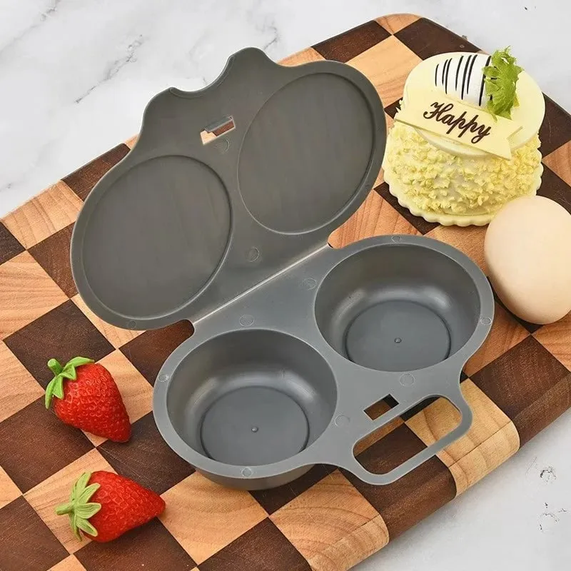 Pentola a vapore per microonde a doppia cavità Cuociuova Friggitrice in plastica per alimenti Stampo per cottura a vapore per uova Accessori da cucina Utensili da cucina — image 7