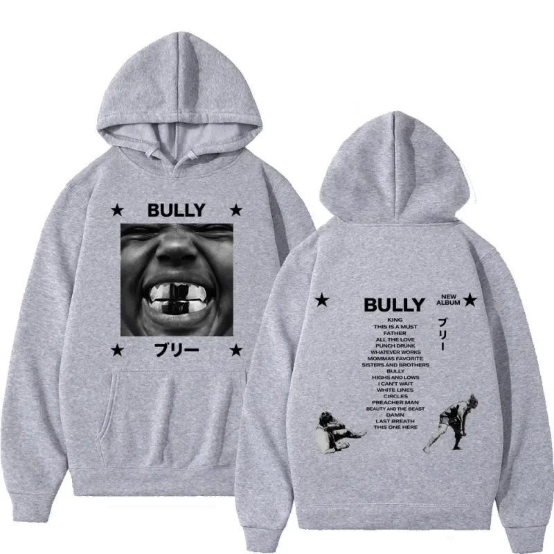 Kanye West Bully Album 2026 Tour Print Hoodie Men Women Gothic Punk O-Neck Pullover Loose Casual Hip-hop Streetwear Sweatshirts