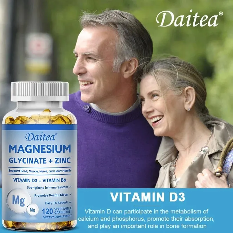 Suplemen Diet Daitea Magnesium Glycinate & Zinc - Dukungan Kekebalan Saraf Tulang - Cocok untuk Pria dan Wanita — image 5