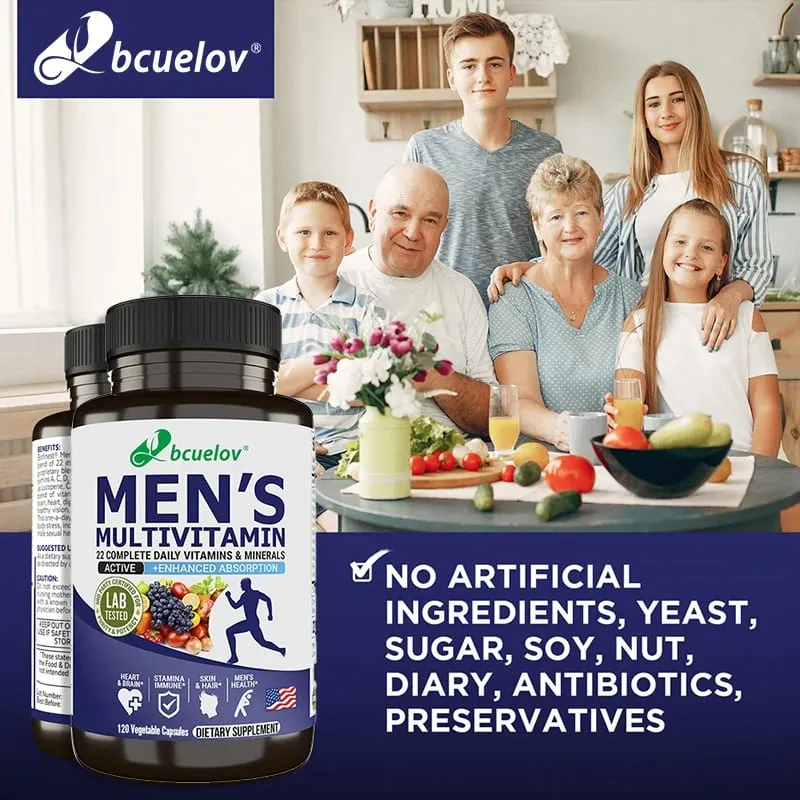 Men’s Multivitamin & Mineral Capsules High Absorption Antioxidant Supplement for Energy Immune Bone Skin & Overall Wellness