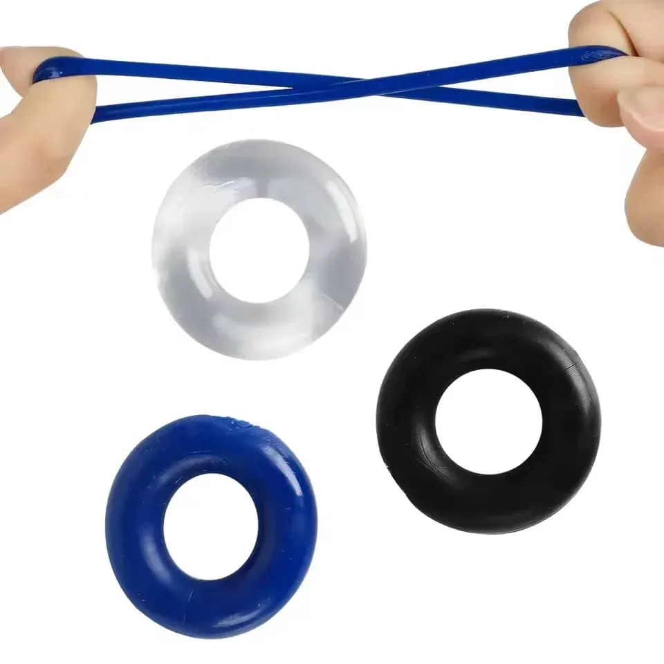 Cock Rings 3PCS Stretchy Stay Hard Beaded Lock Durable Silicone Penis Ring Sex Toys for Men Delay Ejaculation Scrotum Lock Ring