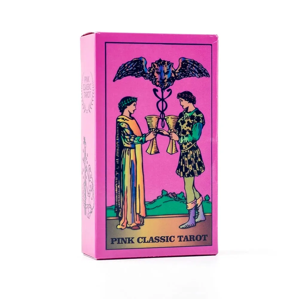 10.3*6ซม.สีชมพูนีออนสไตล์Tarot Deck 78ชิ้น-Classic Rider-Waite Smith Vibrant Trippyการ์ด