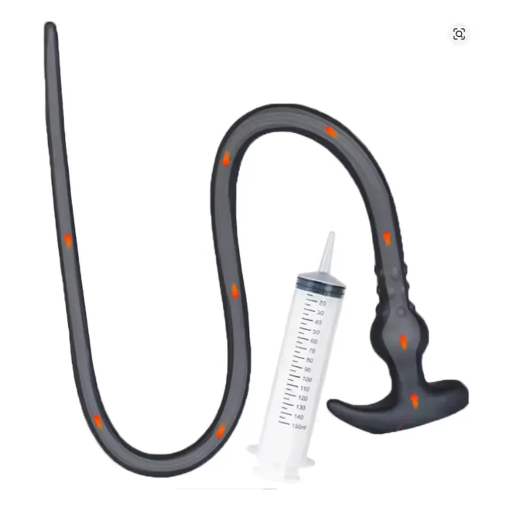 Superlang analprop Pisk Silikone Bærbar Butt Plug Hult lavement Vaginal rengøring Dildoer Dybere 18+ Voksen sexlegetøj til par
