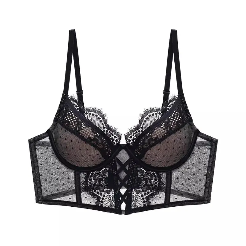 French Lace Push Up Underwear Set Mulher Thin Underwire Bra Sheer Ruched Chemise Soft Petite Small Bust S-XL Petite Elegance