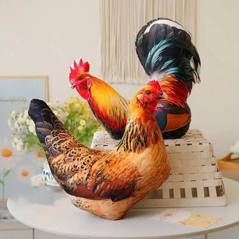 Rooster Plush Throw Pillow Lifelike 3D Print Soft Fluffy Comfortable Cushion for Office Chair Decor Rest Pillow for Workers