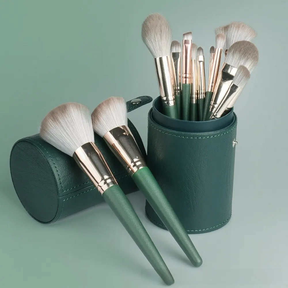PU Leather Makeup Brush Bucket Dust-Proof Waterproof Empty Cosmetic Brushes Pen Holder Portable Makeup Brush Organizer