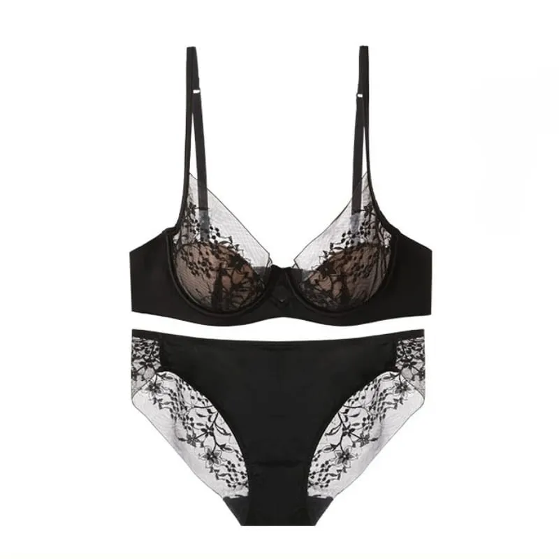 French-style Lace and Satin Lingerie Set Gather Adjustable Straps Bra & Thin Padding Soft Wire ComfortMuslim Girls Underwear — image 7