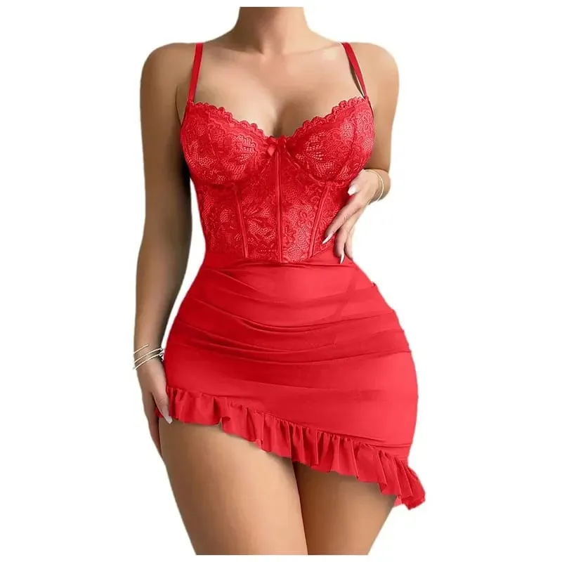 Women's Lace See Through Underwire Bra Set Sensual Intimate Nightdress Pajamas for Nightwear & Special Occasions — image 2