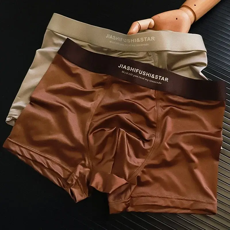 4 Pcs/Lot Breathable Men's Fiber Boxing Briefs, Comfortable Breathable Underwear, Medium Stretch Knit Fabric, Solid Color