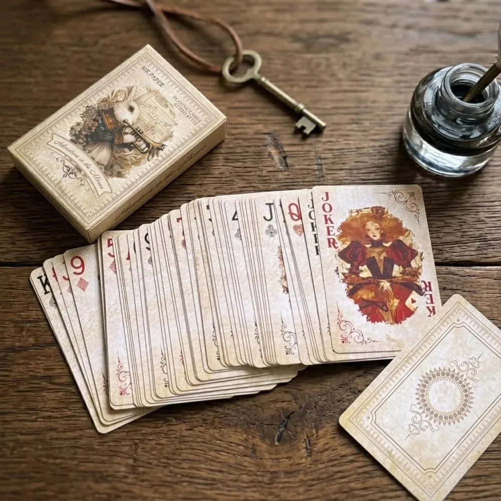 55Pcs Alice in Wonderland Playing Cards Luxury Retro Style Board Game Card Vintage Anime Poker Cards for Collection Gift