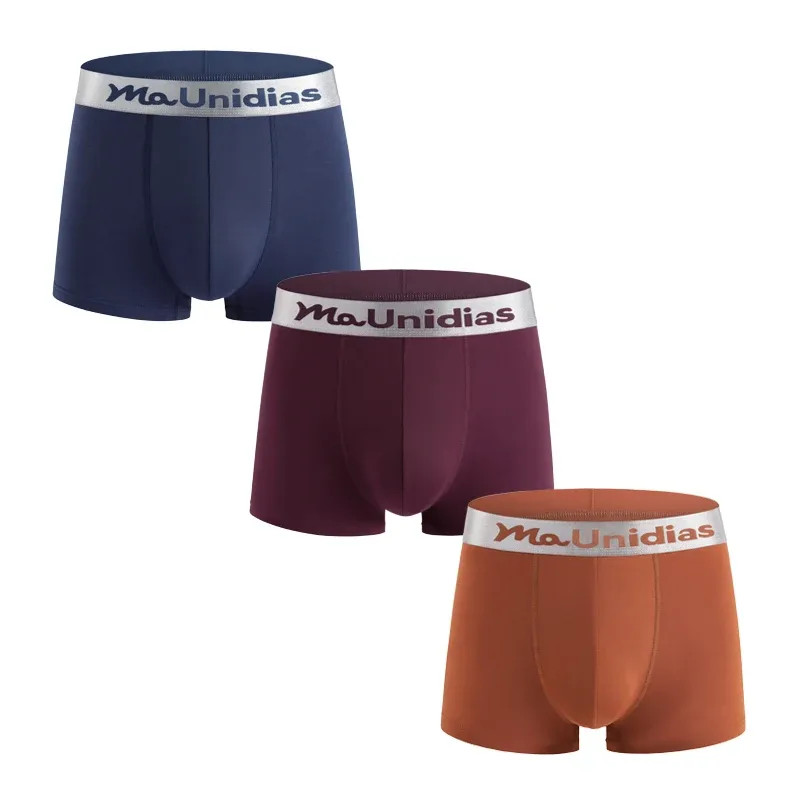 3 Pieces Bamboo Fiber Men's Panties Letter Waistband Boxer Briefs Solid Color Boxers Underwear For Man Classic Men Underpants