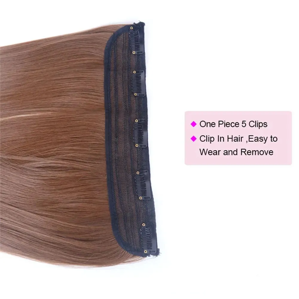 Long Straight Hair Clip In Hair Extension 5-Clips One Piece Natural Looking Synthetic Hairpiece for Women Ladies Daily Use