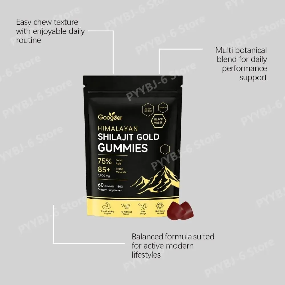 Himalayan Shilajit Gold 60 Gummies Minerals Formula Supports Energy Boost & Body Vitality Natural Nutritional Dietary Supplement — image 4