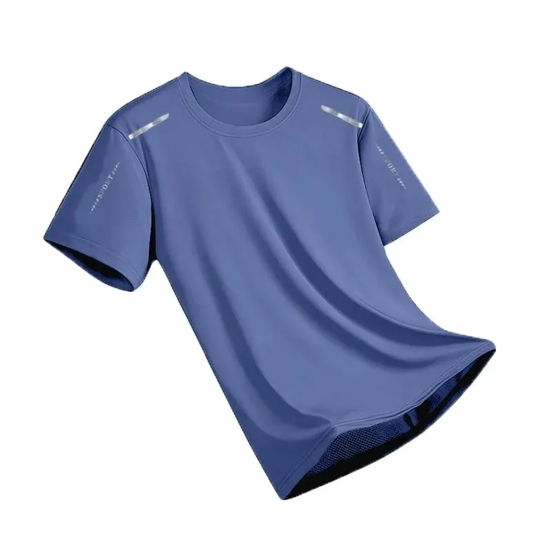 New Ice Silk Running Shirts Men Loose Short Sleeve Top Basketball Gym Sportswear For Male Fitness Workout Mesh Breathable Tee — image 8