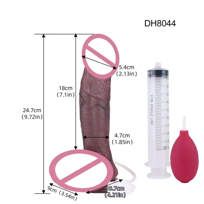 Silicone Lifelike Double Layers Ejaculating Penis Squirting Long Dildo With Sucker Anal Sex Toys For Men Women Masturbator