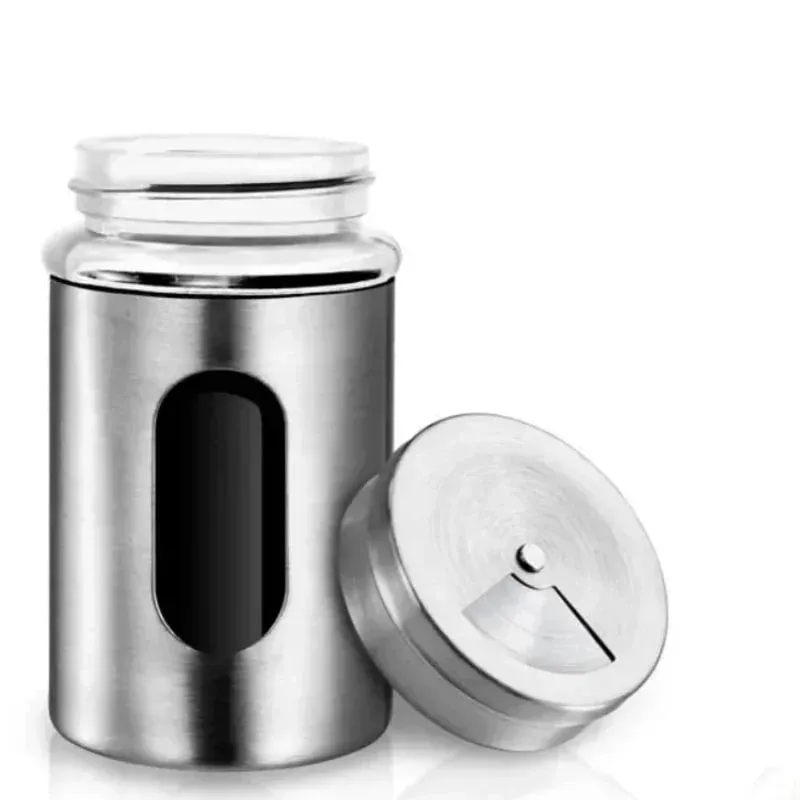 Stainless Steel Spice Shaker Seasoning Cans Rotate Camping Barbecue Jars Spice Storage Box Salt Sugar Pepper Storage Bottle — image 3