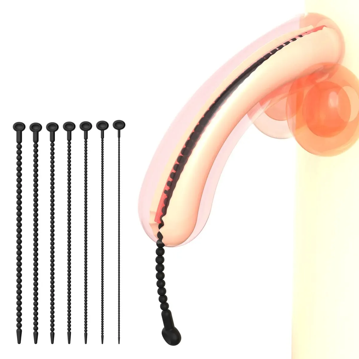 Abgestuftes Harnröhren-Dilatator-Set – 7 Größen, weicher Silikon-Penis-Soundstab für Männer, wiederverwendbarer Sound-Trainer, Sexspielzeug für Erwachsene
