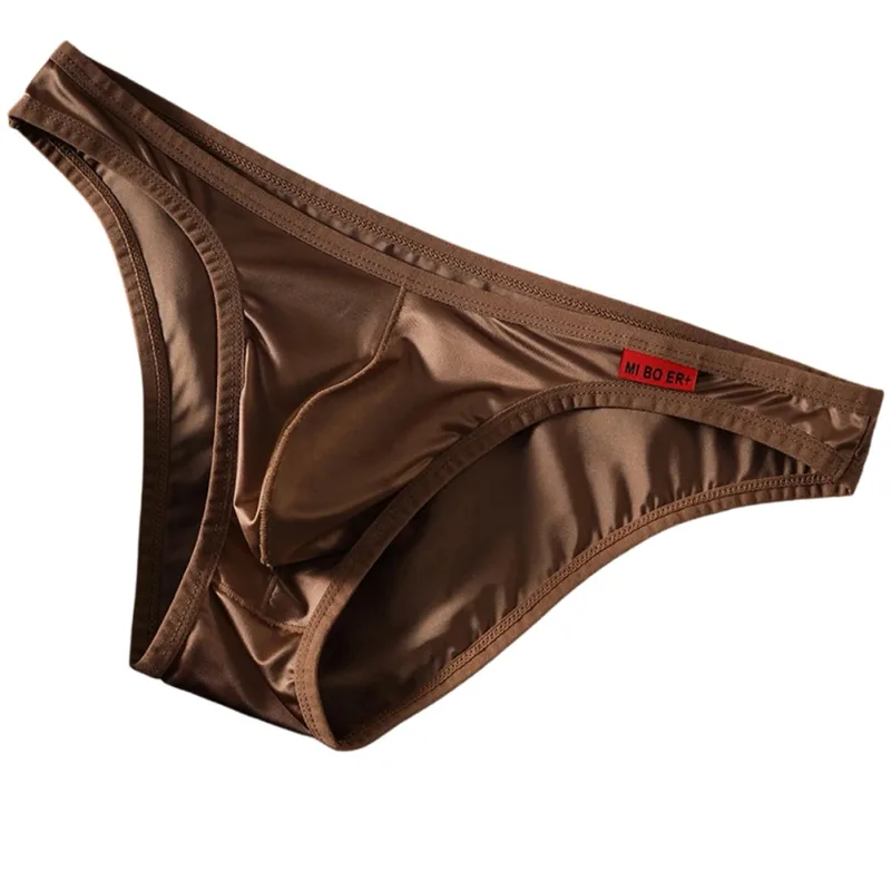 Men Satin-like Bikini Ice Silk Stretch Brief Pouch Lingerie Breathable Panties Seamless Underwear Underpants Japanese Thongs