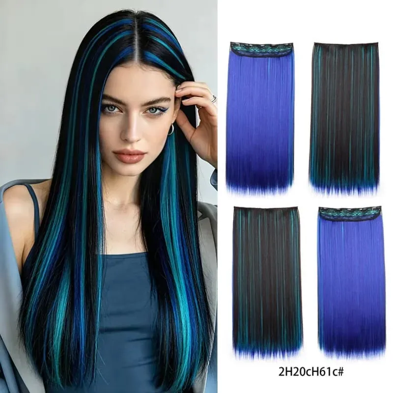 Synthetic 24Inch Long Straihgt Hair Extension Heat-Resistant Fiber Hair Cosplay Hairpieces for Women halloween wig