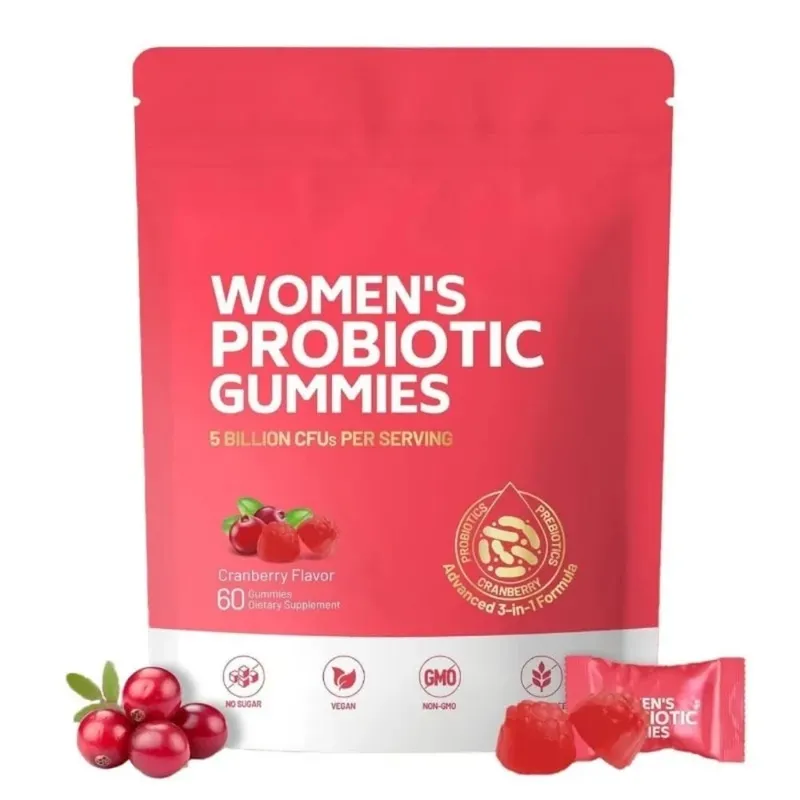 Women Probiotic Gummies with Prebiotic Fiber 5 Billion CFU Support Gut Digestive Balance Immune Defense Women PH Wellness 60 Ct